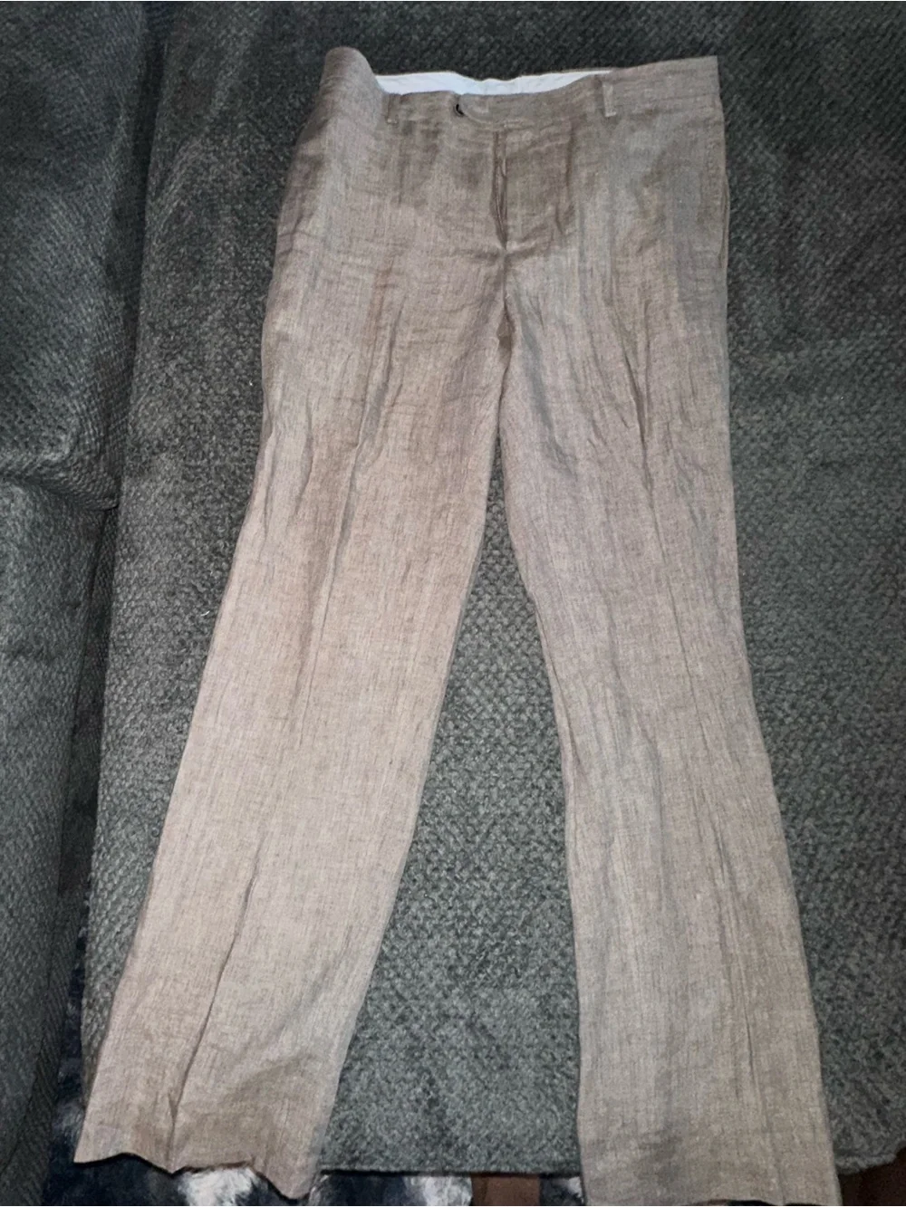 Men's Light Brown Linen Blend Dress Pants